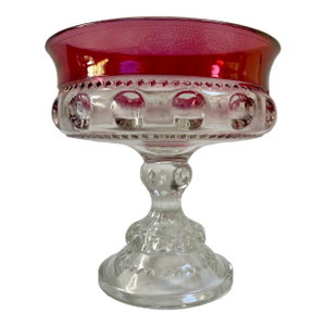 Vintage Kings Crown Hot Pink Red Cranberry Centerpiece Pedestal Compote