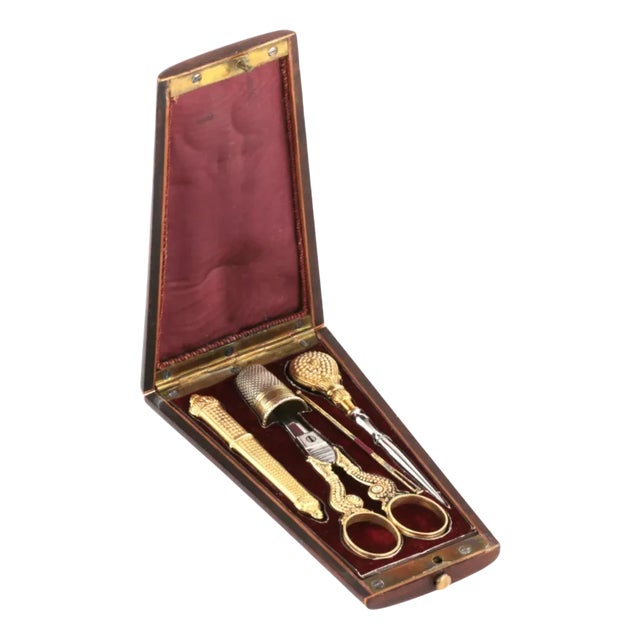 Sewing Travel Bag in Wooden Case For Sale