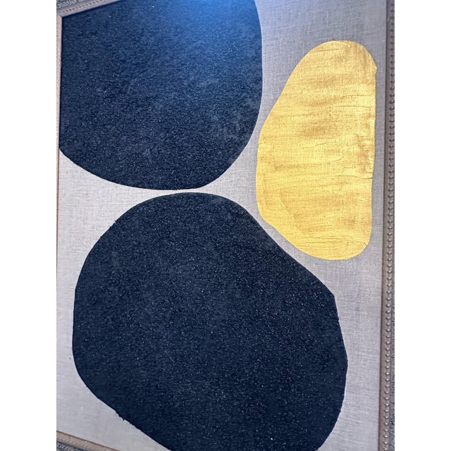 2020s Gold and Carbon Painting on Spanish Linen Minimalist Painting, Vintage Framed For Sale - Image 5 of 5