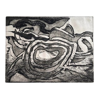 1980s Alon Elow Abstract Etching Made by Artist in Ny Studio Signed in Pencil For Sale
