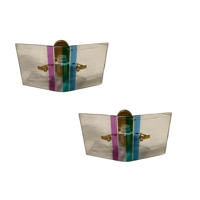 Brass and Acrylic Sconces, 1980s, Set of 2 For Sale - Image 15 of 15