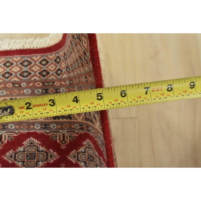 Bokhara Jaldar Rug 3′ X 5’3” Red Wool Tribal Hand-Knotted Oriental Carpet For Sale - Image 10 of 12