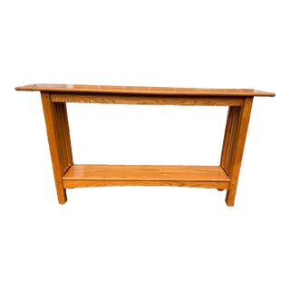 Late 20th Century Mission Art & Craft Style Oak Console Table For Sale
