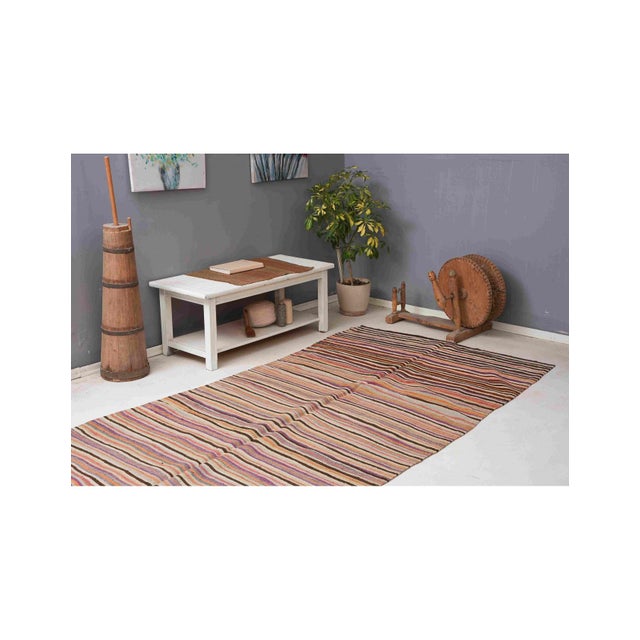 Faded Vintage Striped Kilim Rug - 5`1" X 12`6" For Sale In Los Angeles - Image 6 of 6