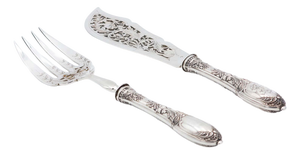 Silver Fish Knife and Fork with Cutouts, Set of 2