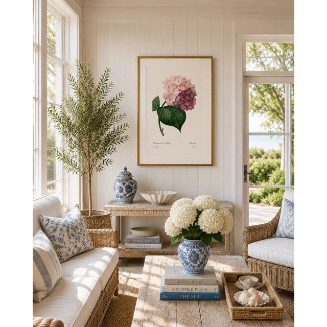 Paper Hydrangea by Pierre-Joseph Redouté, Vintage Botanical Art Print, 24" X 32" For Sale - Image 7 of 8