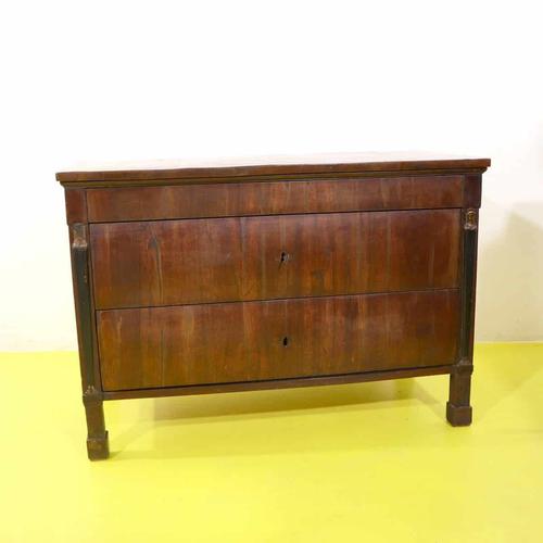 Empire Walnut Chest of Drawers with Original Gilded Bronze Ornaments For Sale - Image 12 of 12