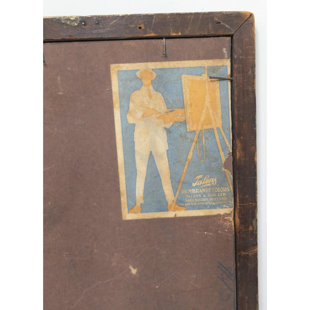 Textile Early 20th Century Folky American Luminist Landscape Painting Signed For Sale - Image 7 of 7