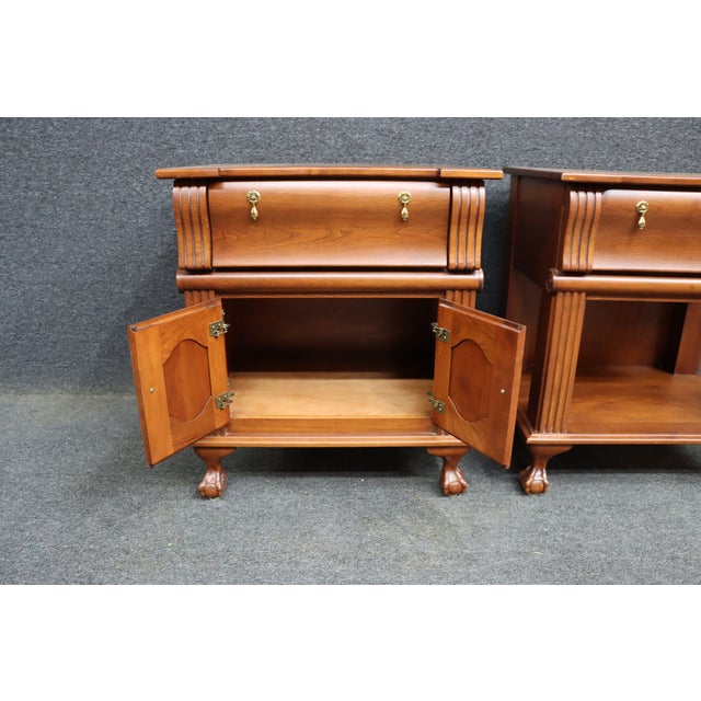 Pair of Dutch Designs Cherry Wood Traditional Nightstands For Sale - Image 12 of 13