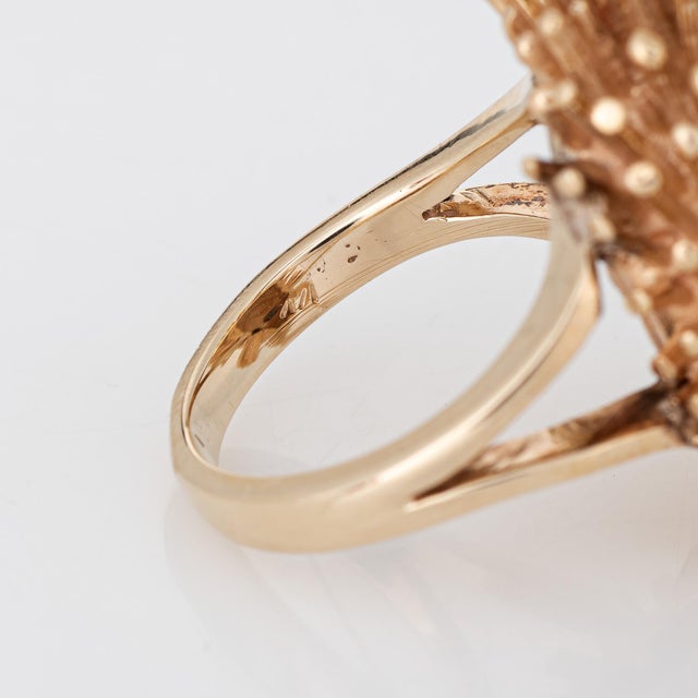 Gold 70s Vintage Hedgehog Ring 14k Yellow Gold Pearl Sapphire Eyes Sz 4.5 Jewelry For Sale - Image 8 of 8