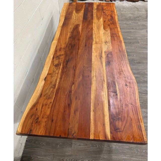 West Elm Live Edge Acacia Wood Dining Table For Sale - Image 10 of 18