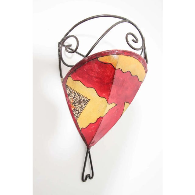 Vintage Parchment Moroccan African Tribal Art Wall Sconce For Sale - Image 4 of 9
