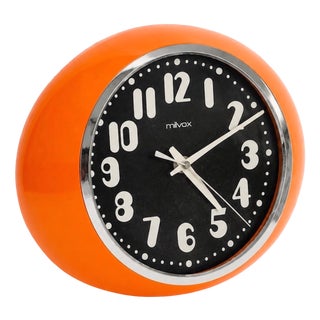 Space Age Orange Wall Clock by Milvox, 1970s For Sale