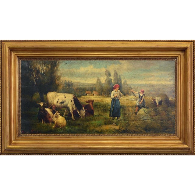 Emilio Pergola, Rural Scene with Cattle, 1990s, Oil on Canvas, Framed For Sale - Image 9 of 9