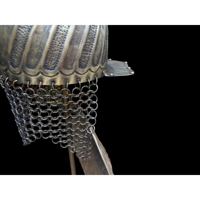 Handmade Turkish Brass Fluted Helmet Shield Set For Sale - Image 4 of 13