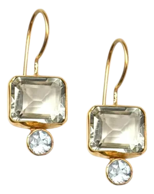 Green Amethyst Blue Topaz Midi Ear