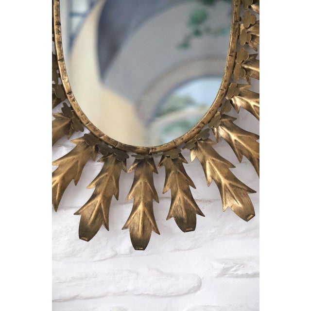 Vintage Spanish Oval Sunburst Mirror, 1960 For Sale - Image 6 of 11