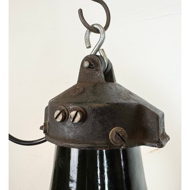 Industrial Bauhaus Pendant Lamp in Black Enamel, 1930s For Sale - Image 10 of 18