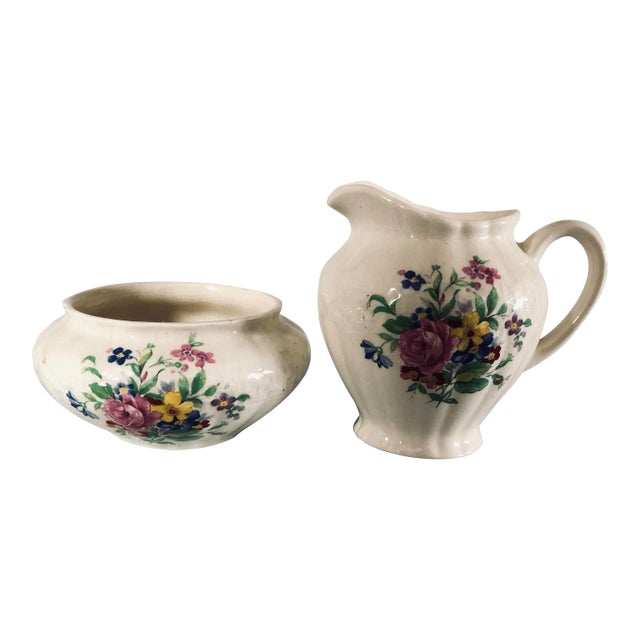 Vintage Fondeville Ambassador Ware England Creamer & Sugar Bowl Set For Sale