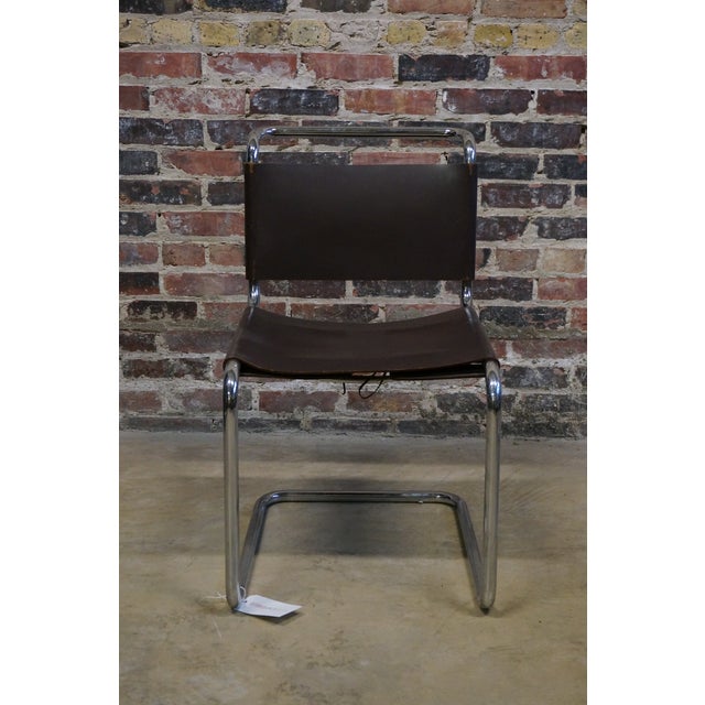 Marcel Breuer Mid Century Marcel Breuer Chrome & Leather Chairs - Set of 4 For Sale - Image 4 of 11