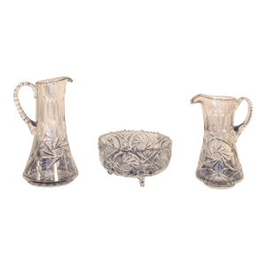 Vintage Bohemian 24% Lead Crystal Pinwheel & Star Serving Trio - 3 Pieces