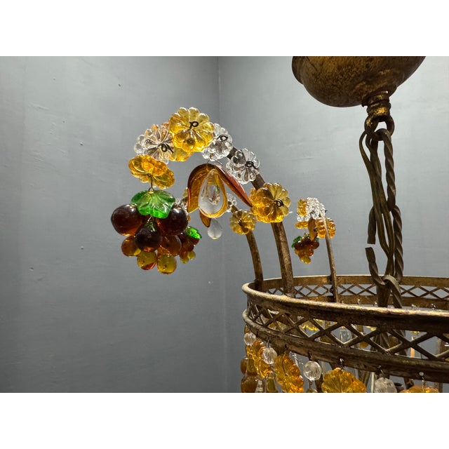 Large Italian Murano Glass Fruit and Floral Chandelier, 1950s For Sale - Image 4 of 18