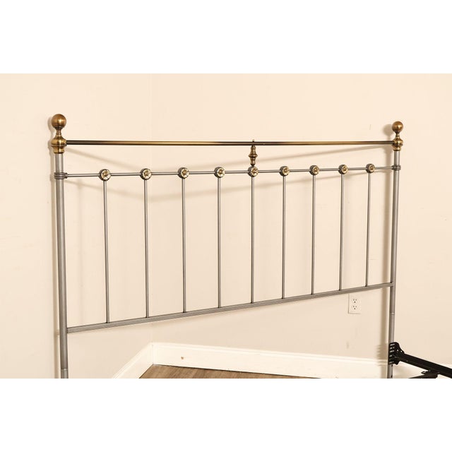 Contemporary Iron And Brass King Size Metal Bed Frame For Sale In Philadelphia - Image 6 of 18