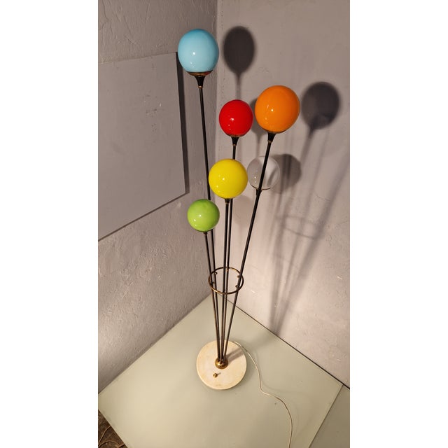 Mid-Century Style Alberello Floor Lamp in Iron and Brass with Circular Base in Marble from Stilnovo, 1980s For Sale - Image 11 of 11