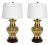 Pair of Hollywood Regency Style Brass Ginger Jar Lamps on Wood Bases For Sale