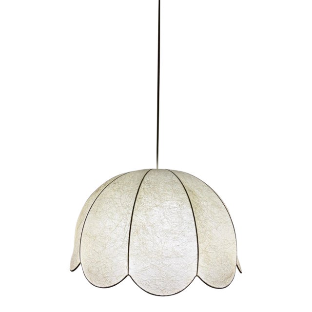 1960s German Cocoon Mid Century Modern Pendant Chandelier Flower Goldkant Leuchten For Sale