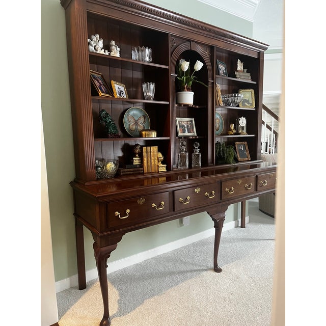 1990s Harden Furniture Solid Cherry Queen Anne Style Two-Piece Buffet & Hutch For Sale - Image 13 of 13