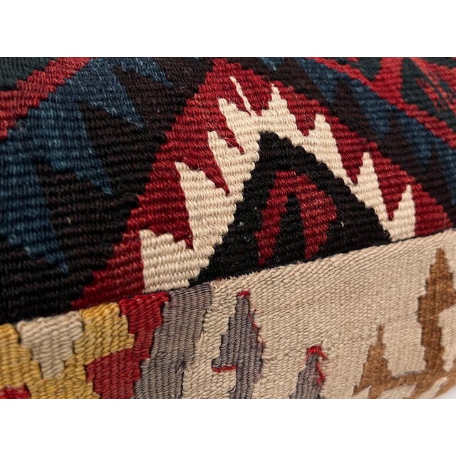 Vintage Turkish Kilim Lumbar Pillow | Handwoven Wool Decorative Cushion | 8 in X 20 In For Sale - Image 11 of 11