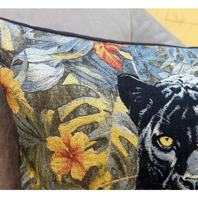 Not Yet Made - Made To Order Woven Black Panther Pillow Cover For Sale - Image 5 of 11