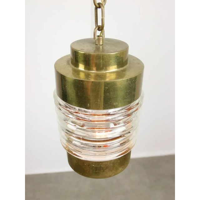 Mid-Century Modern Vintage Italian Brass and Glass Lantern Pendant Lamp, 1960s For Sale - Image 3 of 18