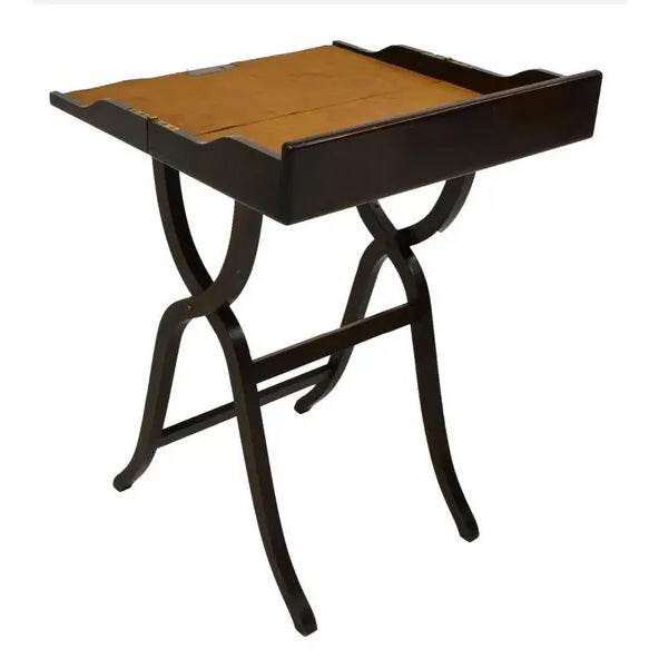 19th Century English Mahogany Campaign Folding Work Table Field Desk For Sale - Image 4 of 12