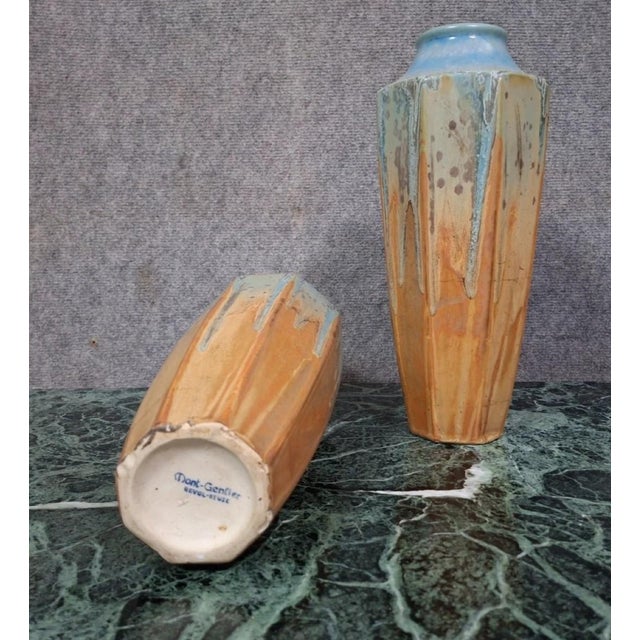 Ceramic Art Deco Vases in Glazed Ceramic, Set of 2 For Sale - Image 7 of 9