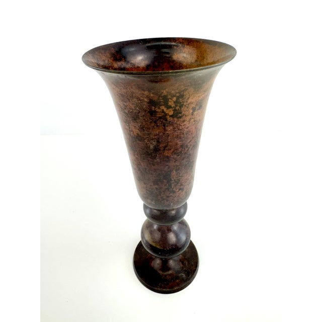 Vintage Metal Vase With Aged Patina Decorative Vessel For Sale In Little Rock - Image 6 of 8