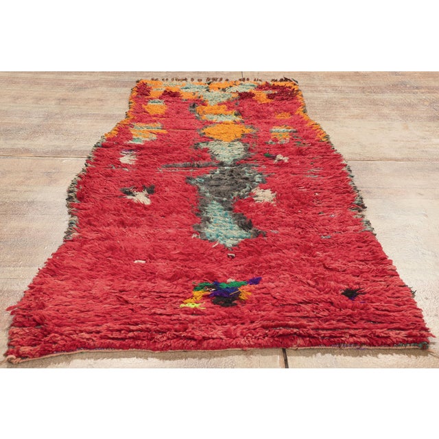 Vintage Boujad Boucherouite Moroccan Rug, 03'02 X 08'04 For Sale - Image 9 of 10