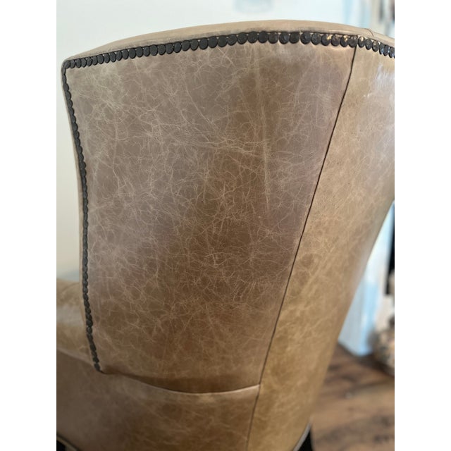 Stanford Furniture Leather Wingback Accent Chair – Cognac Full-Grain Leather For Sale - Image 11 of 11
