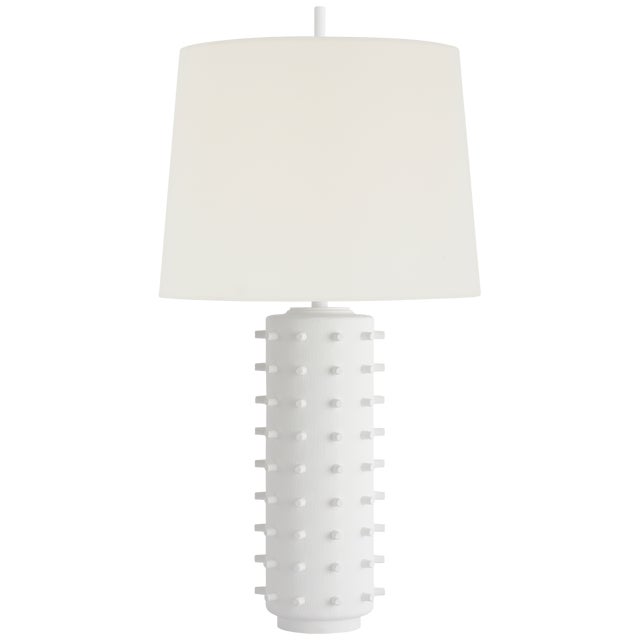 Modern Thomas O'Brien by Visual Comfort Signature Biarritz Medium Table Lamp in Plaster White with Linen Shade For Sale - Image 3 of 3