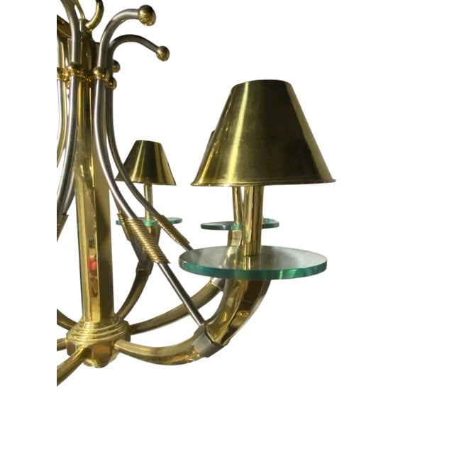 Mid 20th Century Vintage Nulko Mid-Century Modern 6-Light Solid Brass Chandelier For Sale - Image 5 of 9