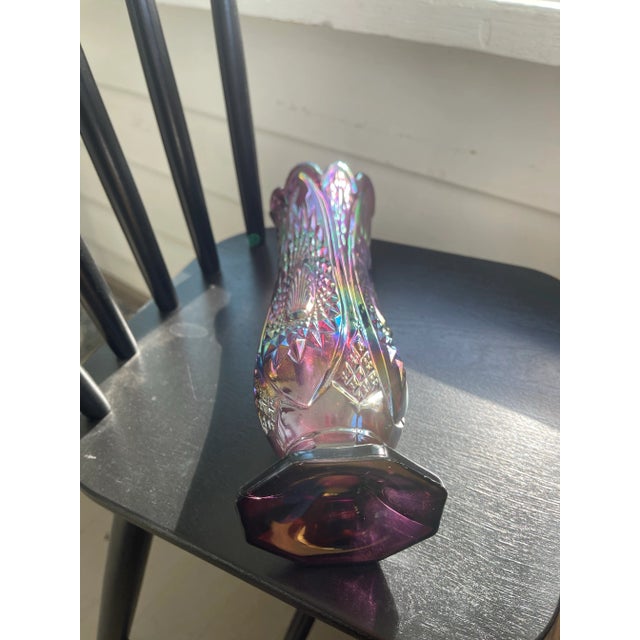 Mid-Century Modern Mid 20th Century Carnival Glass Swung Vase For Sale - Image 3 of 7