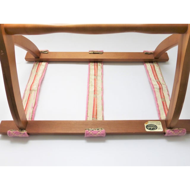 Vintage Scheibe Folding Wood Luggage Rack Pink Tapestry Straps Chairish