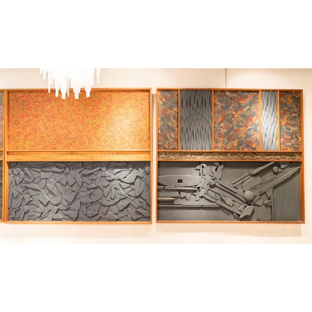 Italian Decorative Mixed Technique Triptych, 1987, Set of 3 For Sale - Image 3 of 13