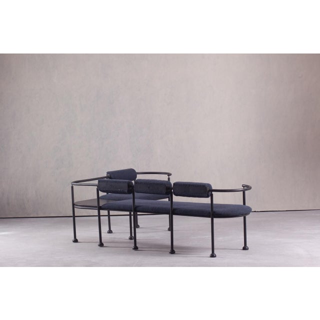 Vintage Steel and Fabric Bench, Italy, 1990s For Sale - Image 4 of 16
