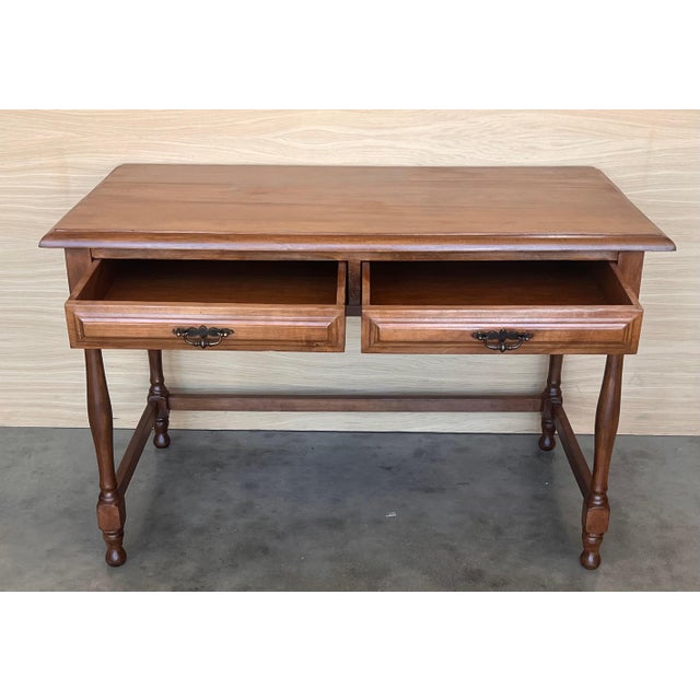Spanish Early 20th Spanish Mobila Country Farm Desk with Two Drawers For Sale - Image 3 of 18