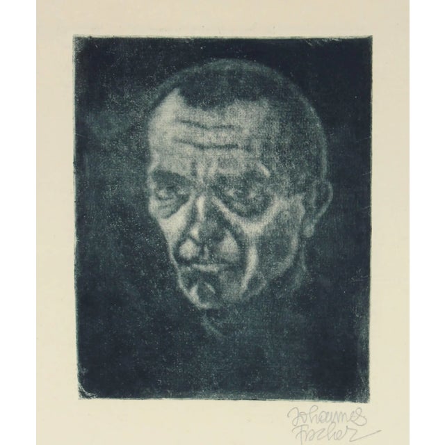 Abstract Johannes Fischer Secessionist Self-Portrait Etching on Paper, Circa 1920 For Sale - Image 3 of 3