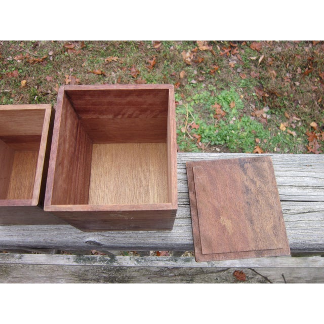 Wood Vintage Wood Kitchen Canisters MCM Hand Carved Hardwood Japan CI Star Nesting Kitchen Storage Set of 2 For Sale - Image 7 of 12