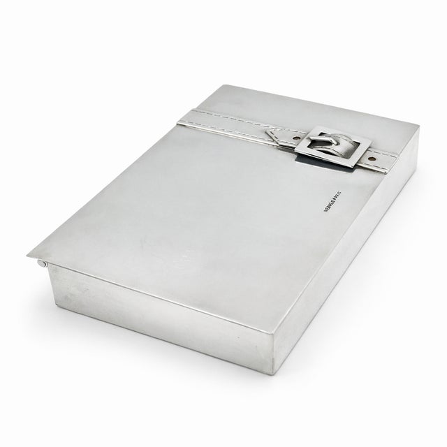Mid 20th Century Vintage Hermes Paris Silver Plate Buckle Hinged Jewelry Box For Sale In Washington DC - Image 6 of 12