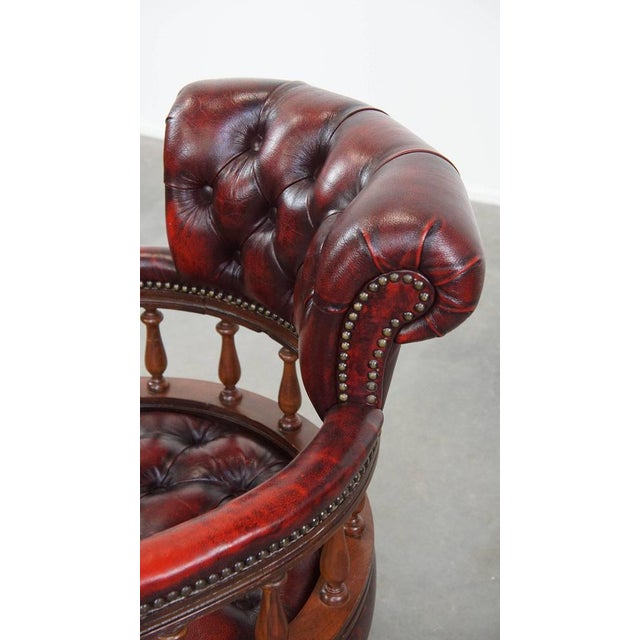 Chesterfield Office Chair on Wheels in Red For Sale - Image 9 of 14